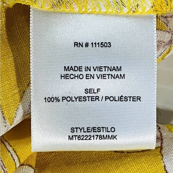 Meraki Woman's Yellow Floral V-Neck Short Sleeve Waist Tie Blouse Size XL NWT - Picture 11 of 14